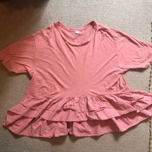 Anthropologie Pink Peplum Top Size Medium